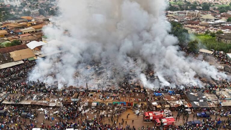 N&rsquo;Zérékoré : un violent incendie ravage une partie du grand marché